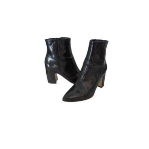 Sam Edelman Codie Black Patent Leather Block Heel Booties SZ 7.5
